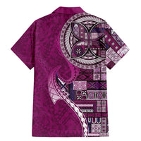 Samoan Siapo Art Tattoo Polynesian Pattern Family Matching Mermaid Dress and Hawaiian Shirt Pink Color LT03 - Polynesian Pride