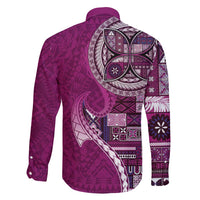 Samoan Siapo Art Tattoo Polynesian Pattern Family Matching Mermaid Dress and Hawaiian Shirt Pink Color LT03 - Polynesian Pride