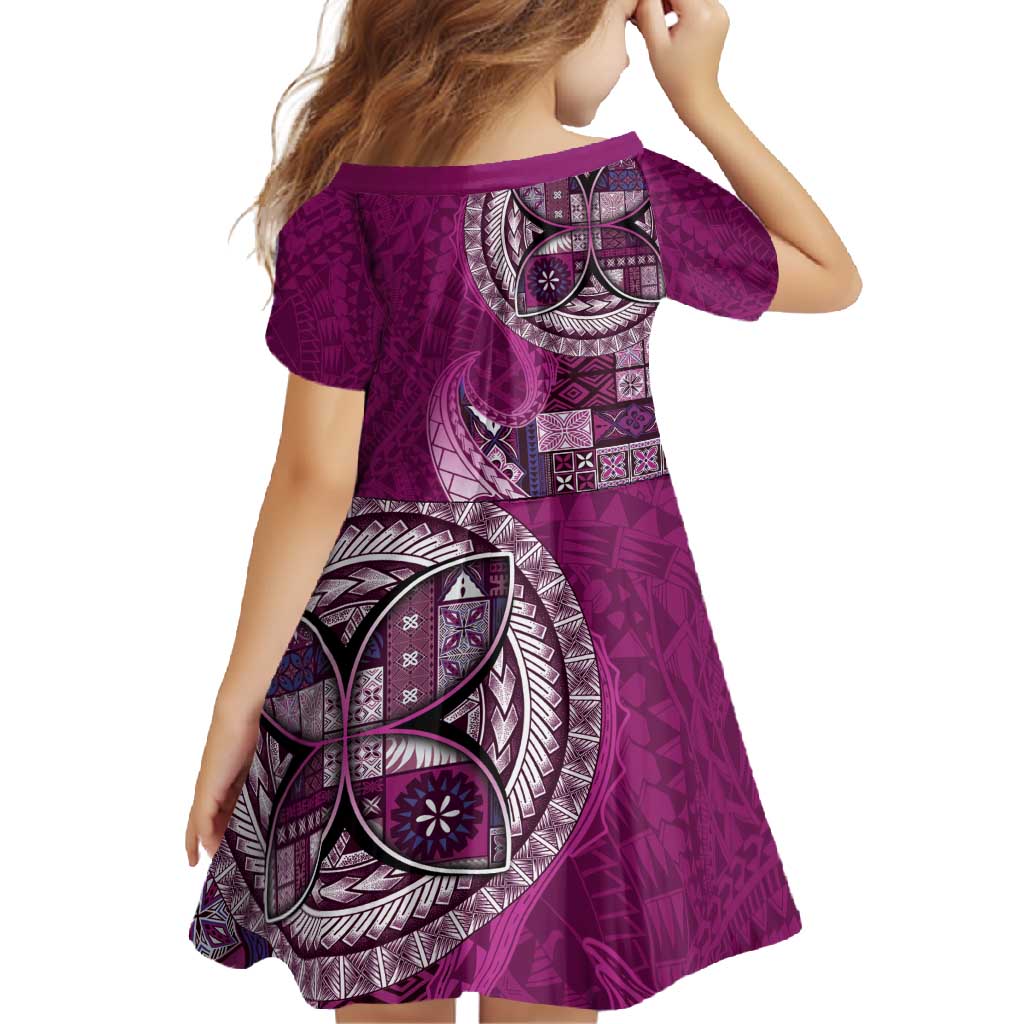 Samoan Siapo Art Tattoo Polynesian Pattern Family Matching Off Shoulder Maxi Dress and Hawaiian Shirt Pink Color LT03 - Polynesian Pride