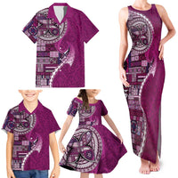 Samoan Siapo Art Tattoo Polynesian Pattern Family Matching Tank Maxi Dress and Hawaiian Shirt Pink Color LT03 - Polynesian Pride
