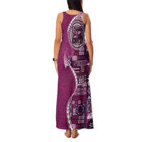 Samoan Siapo Art Tattoo Polynesian Pattern Family Matching Tank Maxi Dress and Hawaiian Shirt Pink Color LT03 - Polynesian Pride