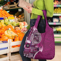 Samoan Siapo Art Tattoo Polynesian Pattern Grocery Bag Pink Color - Polynesian Pride