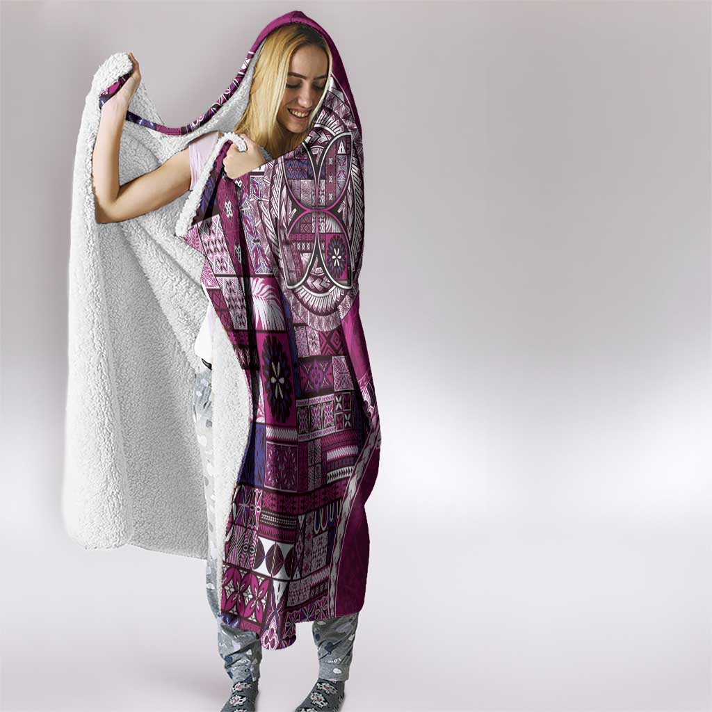 Samoan Siapo Art Tattoo Polynesian Pattern Hooded Blanket Pink Color - Polynesian Pride