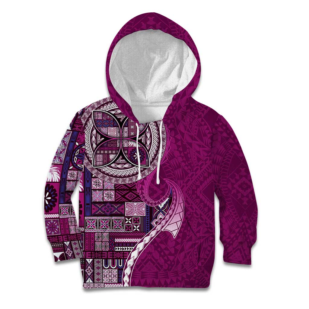 Samoan Siapo Art Tattoo Polynesian Pattern Kid Hoodie Pink Color - Polynesian Pride