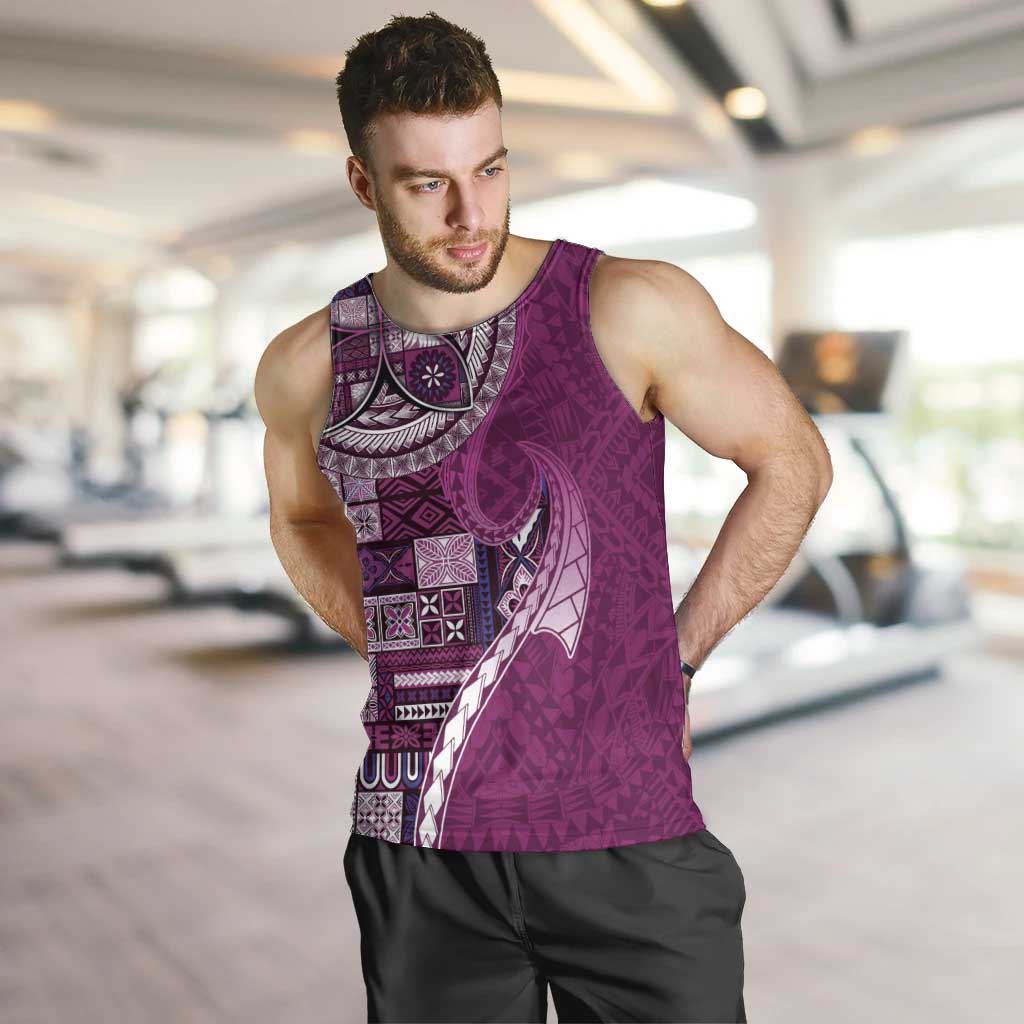 Samoan Siapo Art Tattoo Polynesian Pattern Men Tank Top Pink Color - Polynesian Pride