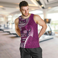 Samoan Siapo Art Tattoo Polynesian Pattern Men Tank Top Pink Color - Polynesian Pride