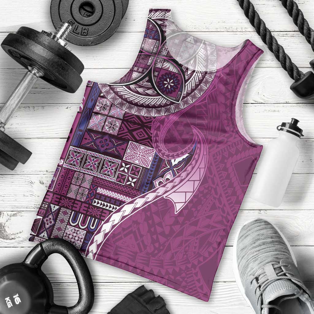 Samoan Siapo Art Tattoo Polynesian Pattern Men Tank Top Pink Color - Polynesian Pride