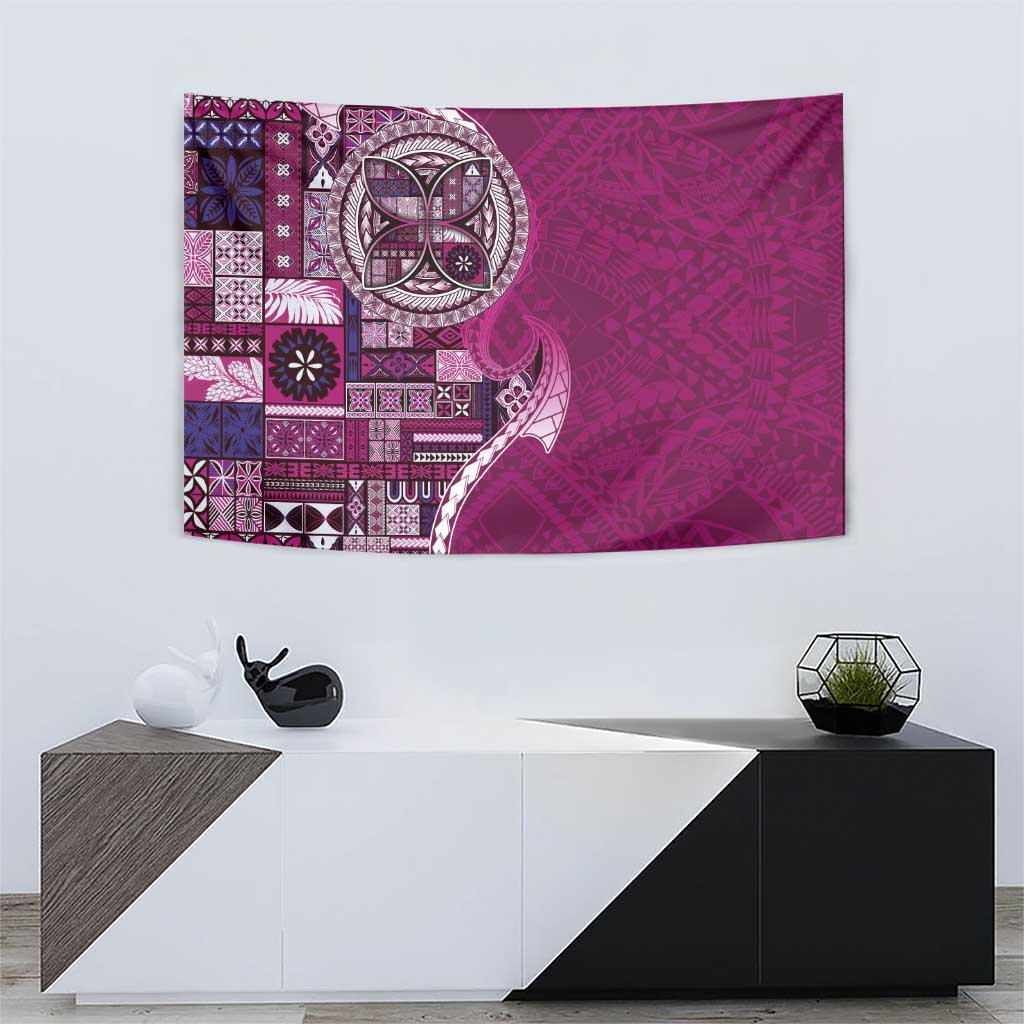 Samoan Siapo Art Tattoo Polynesian Pattern Tapestry Pink Color - Polynesian Pride