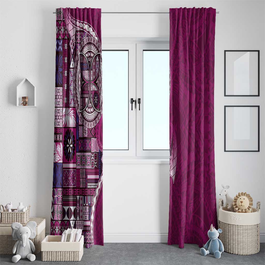 Samoan Siapo Art Tattoo Polynesian Pattern Window Curtain Pink Color - Polynesian Pride