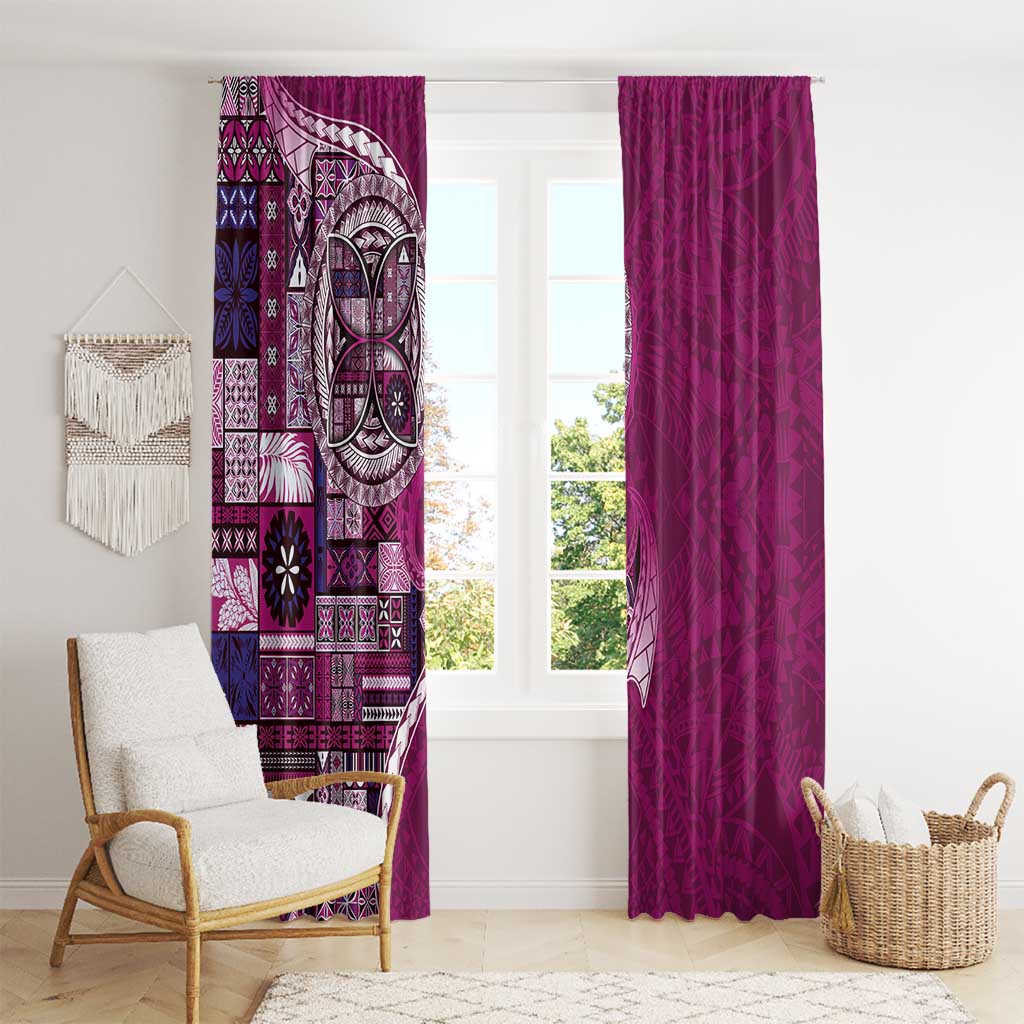 Samoan Siapo Art Tattoo Polynesian Pattern Window Curtain Pink Color - Polynesian Pride