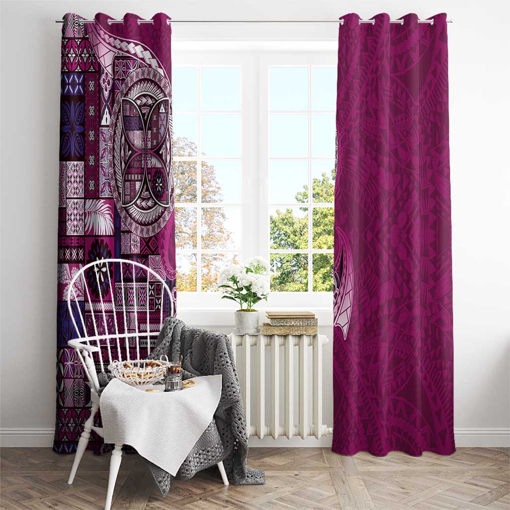 Samoan Siapo Art Tattoo Polynesian Pattern Window Curtain Pink Color - Polynesian Pride