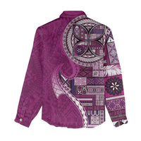 Samoan Siapo Art Tattoo Polynesian Pattern Women Casual Shirt Pink Color - Polynesian Pride
