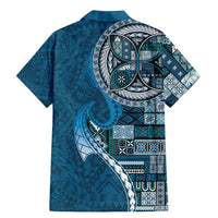 Samoan Siapo Art Tattoo Polynesian Pattern Family Matching Mermaid Dress and Hawaiian Shirt Teal Color LT03 - Polynesian Pride