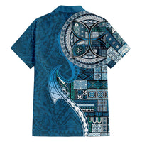 Samoan Siapo Art Tattoo Polynesian Pattern Family Matching Puletasi and Hawaiian Shirt Teal Color LT03 - Polynesian Pride