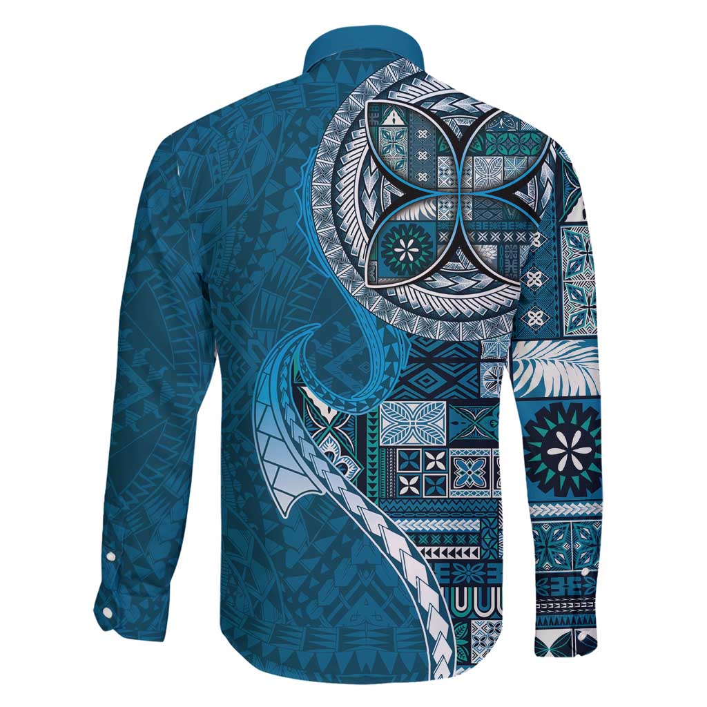 Samoan Siapo Art Tattoo Polynesian Pattern Family Matching Puletasi and Hawaiian Shirt Teal Color LT03 - Polynesian Pride