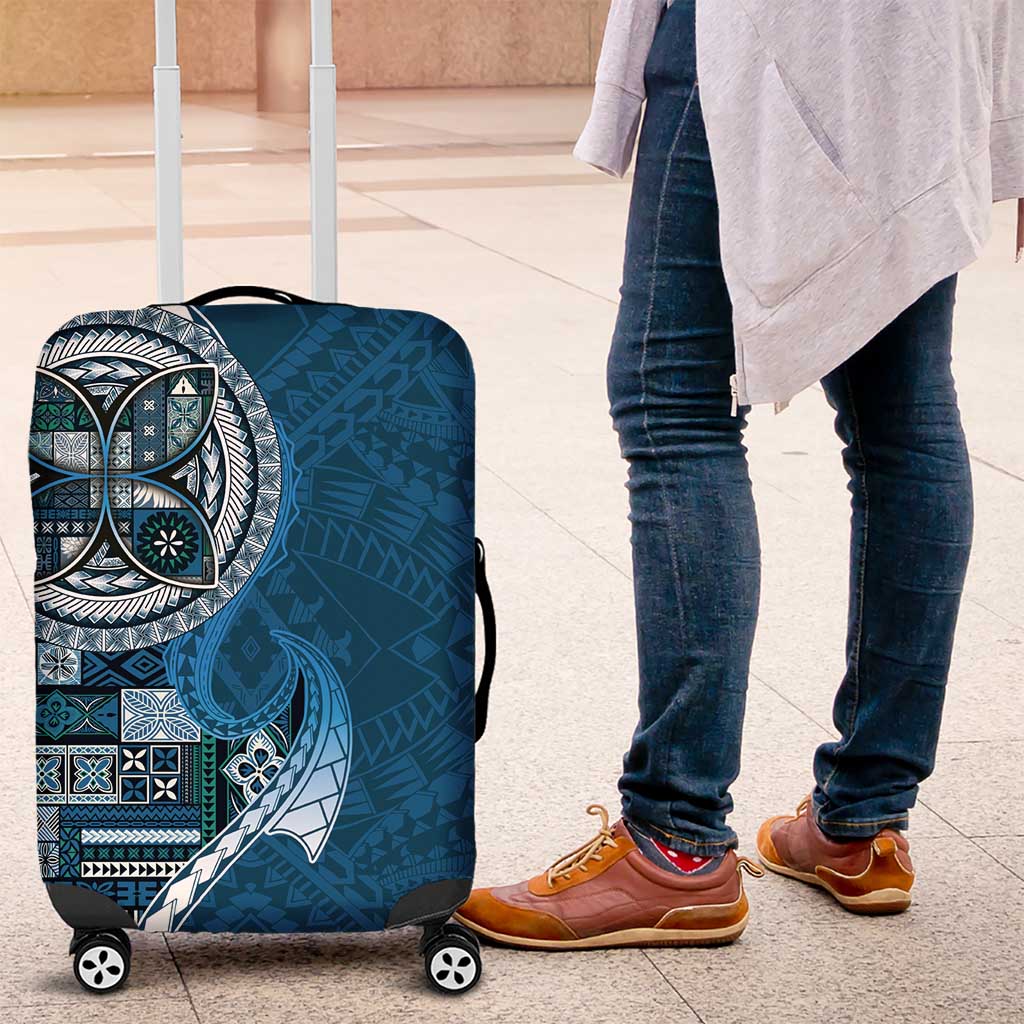 Samoan Siapo Art Tattoo Polynesian Pattern Luggage Cover Teal Color - Polynesian Pride