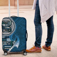 Samoan Siapo Art Tattoo Polynesian Pattern Luggage Cover Teal Color - Polynesian Pride