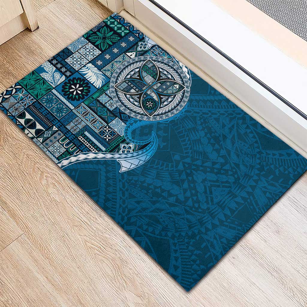 Samoan Siapo Art Tattoo Polynesian Pattern Rubber Doormat Teal Color - Polynesian Pride