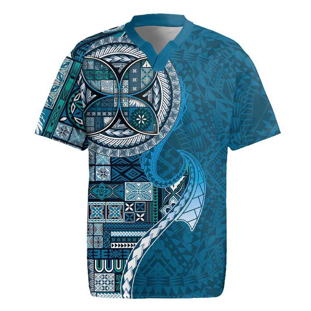 Samoan Siapo Art Tattoo Polynesian Pattern Rugby Jersey Teal Color LT03 Teal - Polynesian Pride