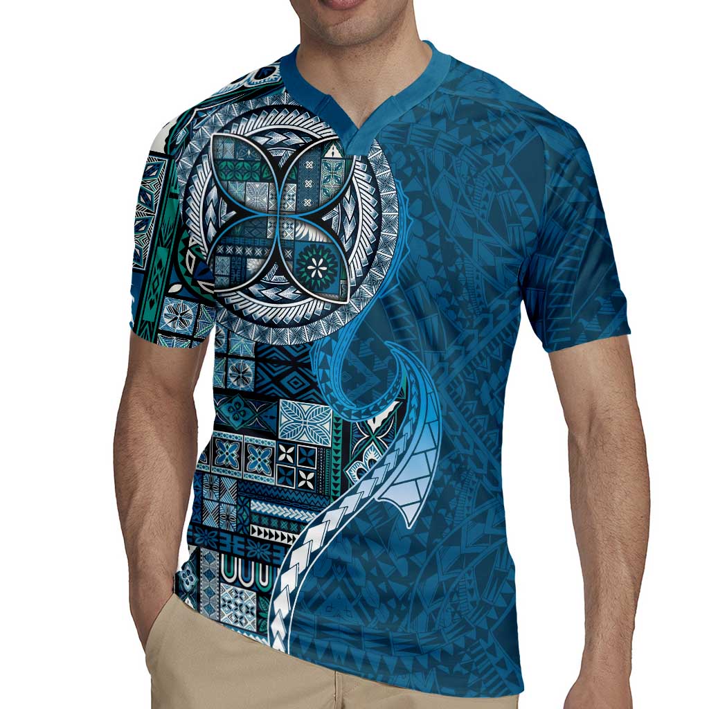 Samoan Siapo Art Tattoo Polynesian Pattern Rugby Jersey Teal Color LT03 - Polynesian Pride