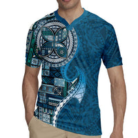 Samoan Siapo Art Tattoo Polynesian Pattern Rugby Jersey Teal Color LT03 - Polynesian Pride