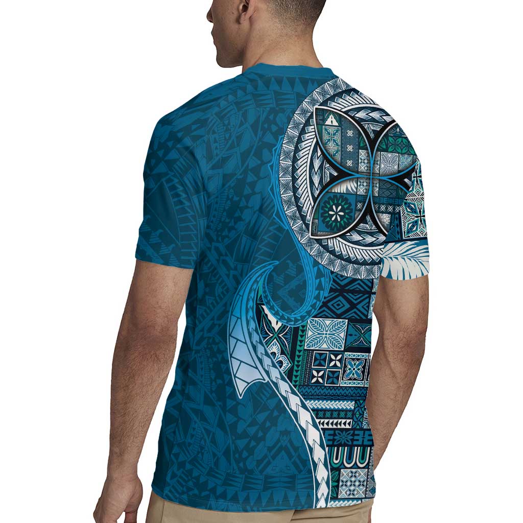 Samoan Siapo Art Tattoo Polynesian Pattern Rugby Jersey Teal Color LT03 - Polynesian Pride