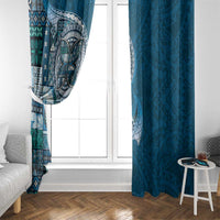 Samoan Siapo Art Tattoo Polynesian Pattern Window Curtain Teal Color - Polynesian Pride