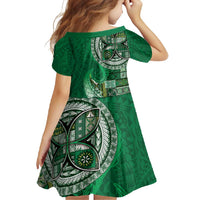 Samoan Siapo Art Tattoo Polynesian Pattern Family Matching Off Shoulder Maxi Dress and Hawaiian Shirt Green Color LT03 - Polynesian Pride