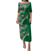 Samoan Siapo Art Tattoo Polynesian Pattern Family Matching Puletasi and Hawaiian Shirt Green Color LT03 Mom's Dress Green - Polynesian Pride