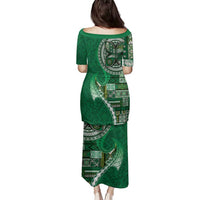 Samoan Siapo Art Tattoo Polynesian Pattern Family Matching Puletasi and Hawaiian Shirt Green Color LT03 - Polynesian Pride