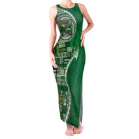 Samoan Siapo Art Tattoo Polynesian Pattern Family Matching Tank Maxi Dress and Hawaiian Shirt Green Color LT03 Mom's Dress Green - Polynesian Pride