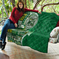 Samoan Siapo Art Tattoo Polynesian Pattern Quilt Green Color - Polynesian Pride