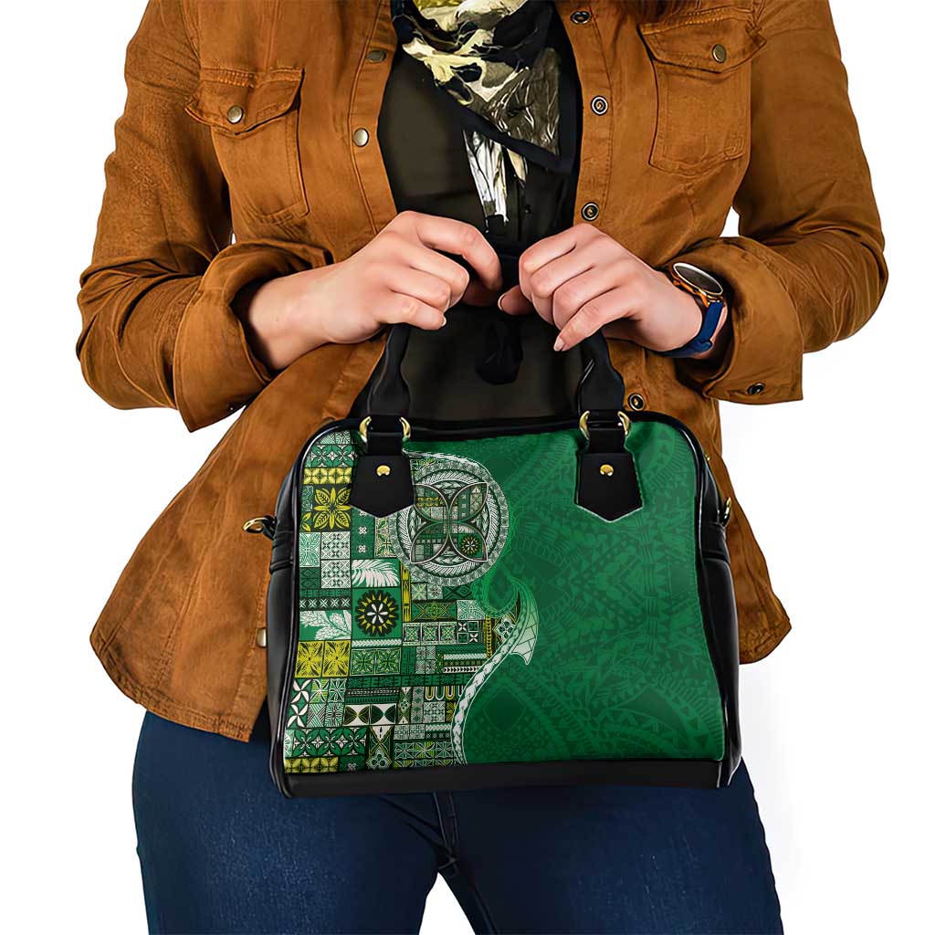 Samoan Siapo Art Tattoo Polynesian Pattern Shoulder Handbag Green Color - Polynesian Pride