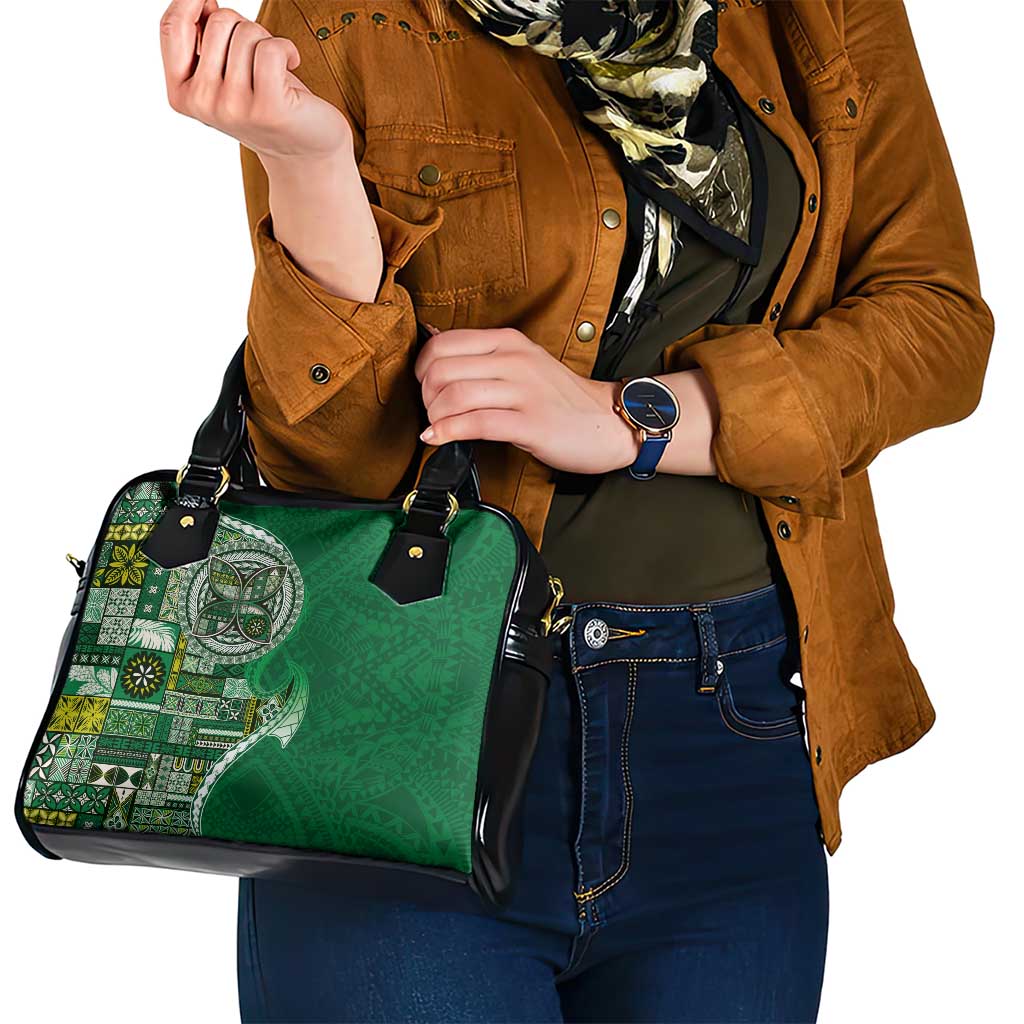 Samoan Siapo Art Tattoo Polynesian Pattern Shoulder Handbag Green Color - Polynesian Pride