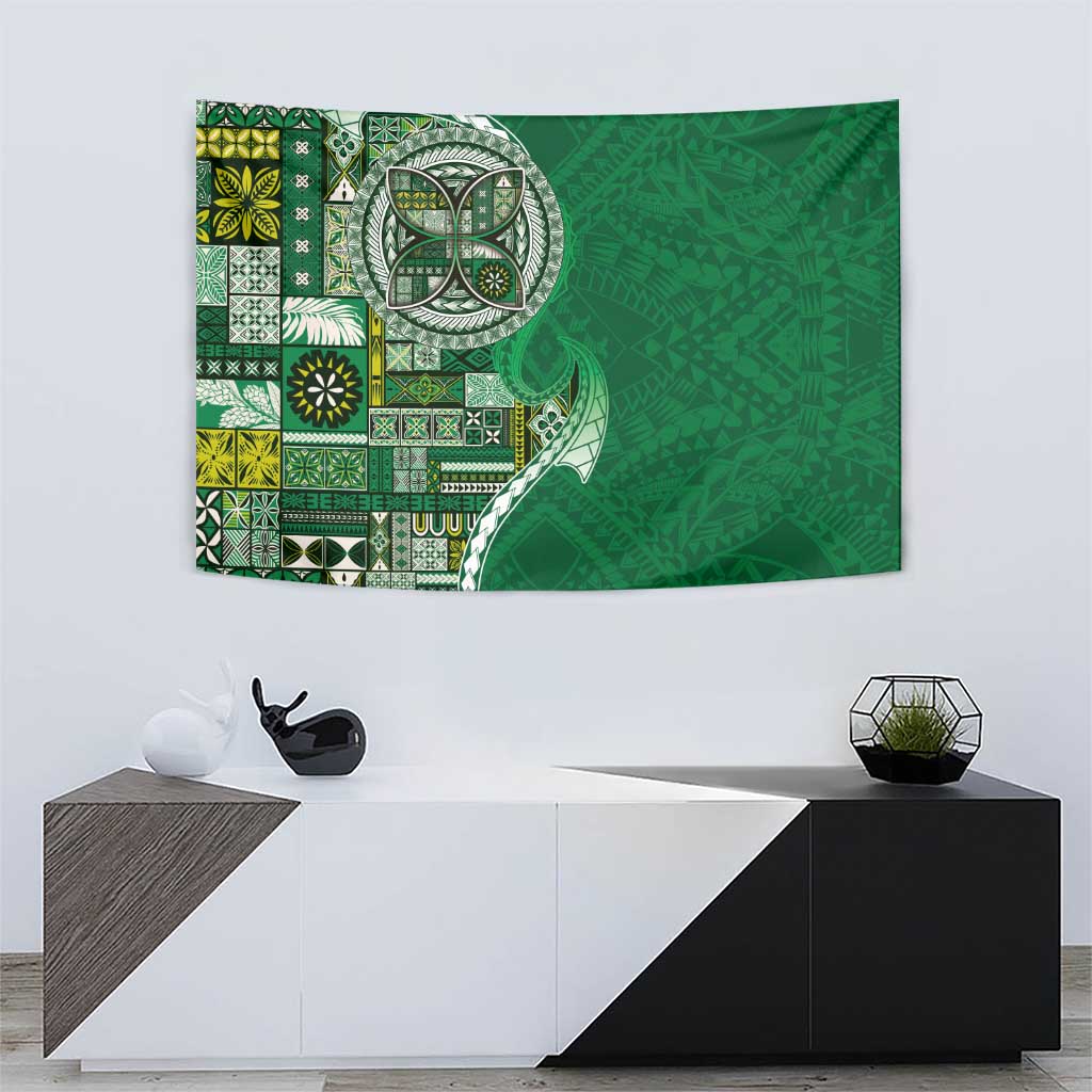 Samoan Siapo Art Tattoo Polynesian Pattern Tapestry Green Color - Polynesian Pride