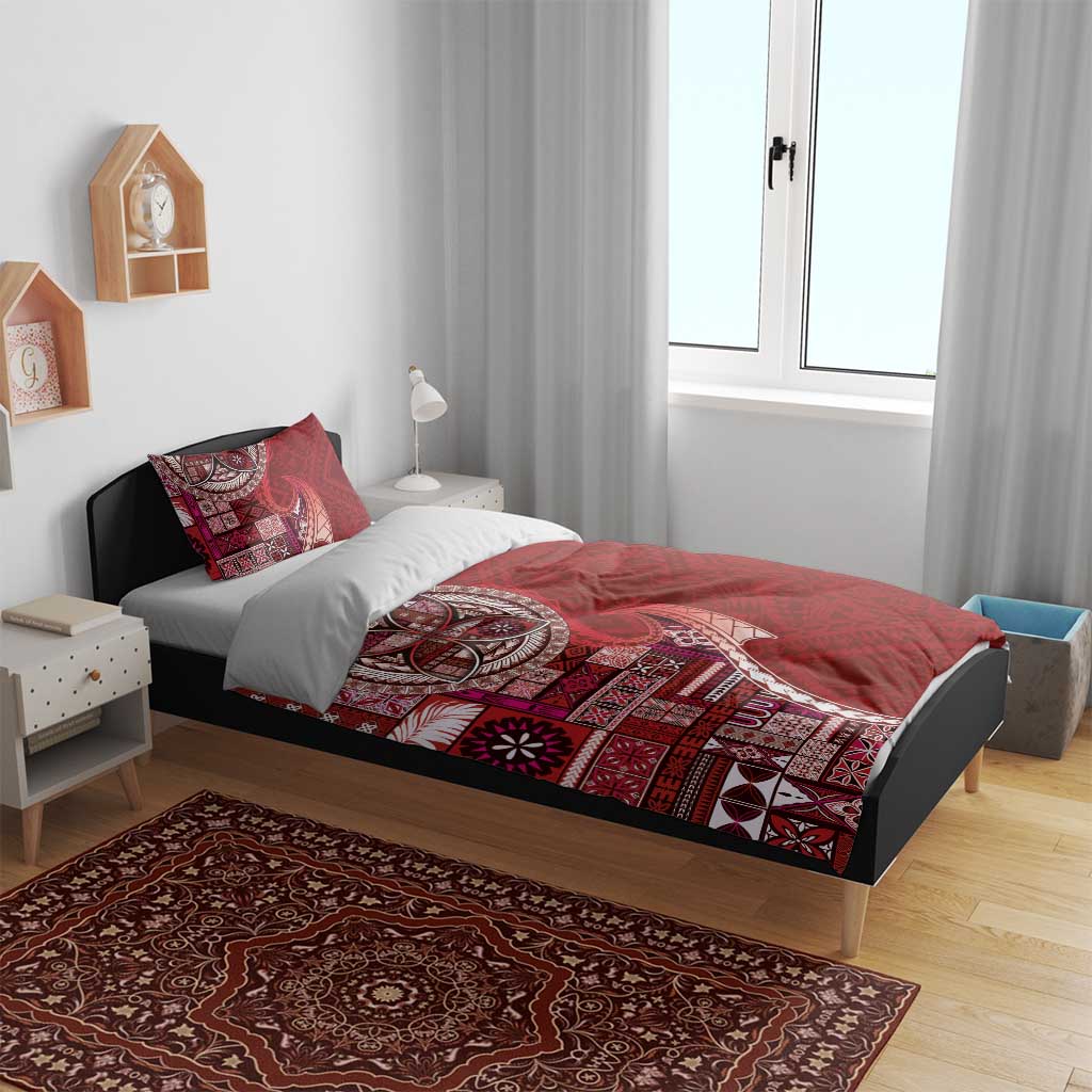 Samoan Siapo Art Tattoo Polynesian Pattern Bedding Set Red Color - Polynesian Pride