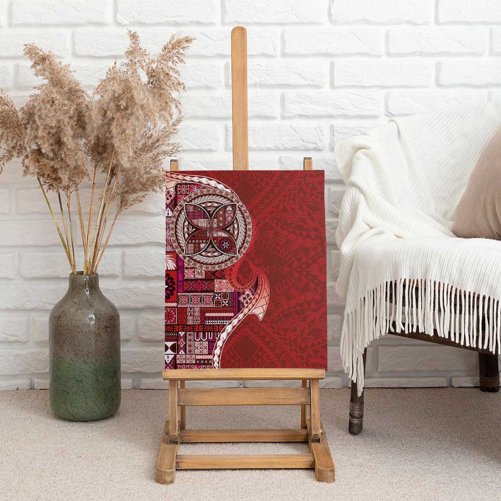 Samoan Siapo Art Tattoo Polynesian Pattern Canvas Wall Art Red Color - Polynesian Pride
