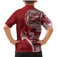 Samoan Siapo Art Tattoo Polynesian Pattern Family Matching Mermaid Dress and Hawaiian Shirt Red Color LT03 - Polynesian Pride