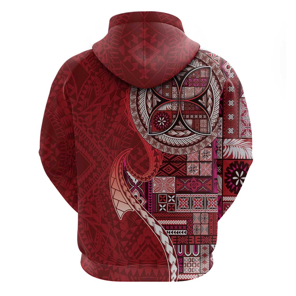 Samoan Siapo Art Tattoo Polynesian Pattern Hoodie Red Color LT03 - Polynesian Pride