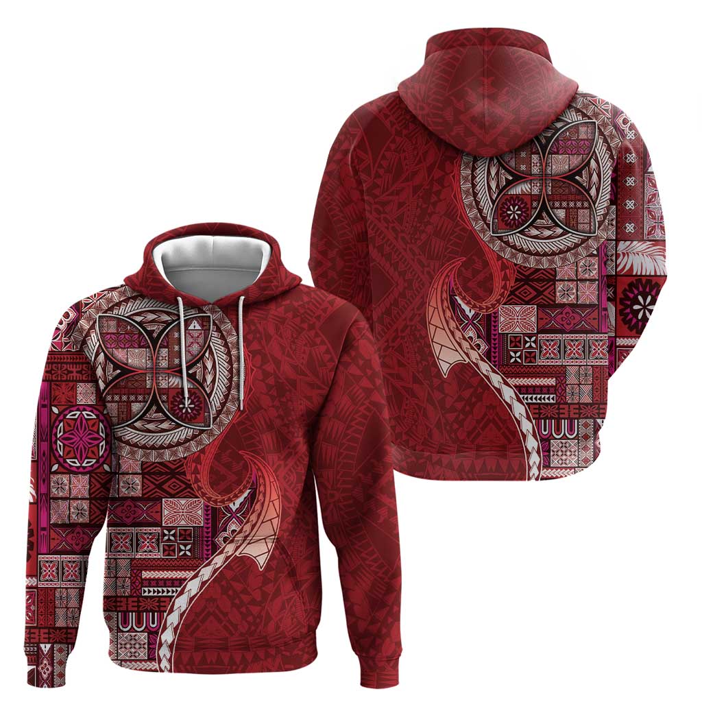 Samoan Siapo Art Tattoo Polynesian Pattern Hoodie Red Color LT03 - Polynesian Pride