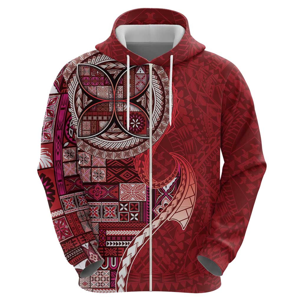Samoan Siapo Art Tattoo Polynesian Pattern Hoodie Red Color LT03 - Polynesian Pride