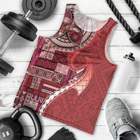 Samoan Siapo Art Tattoo Polynesian Pattern Men Tank Top Red Color - Polynesian Pride