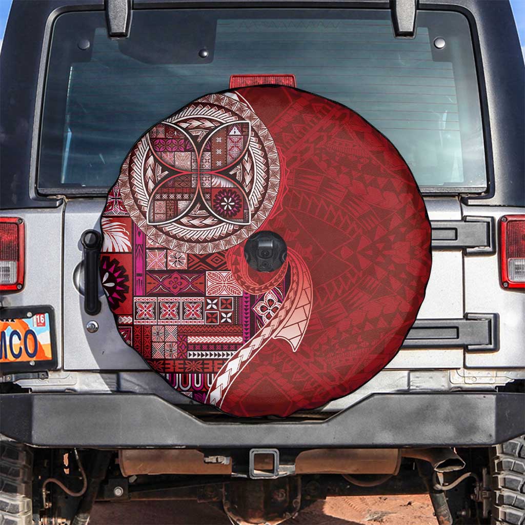 Samoan Siapo Art Tattoo Polynesian Pattern Spare Tire Cover Red Color LT03 Red - Polynesian Pride