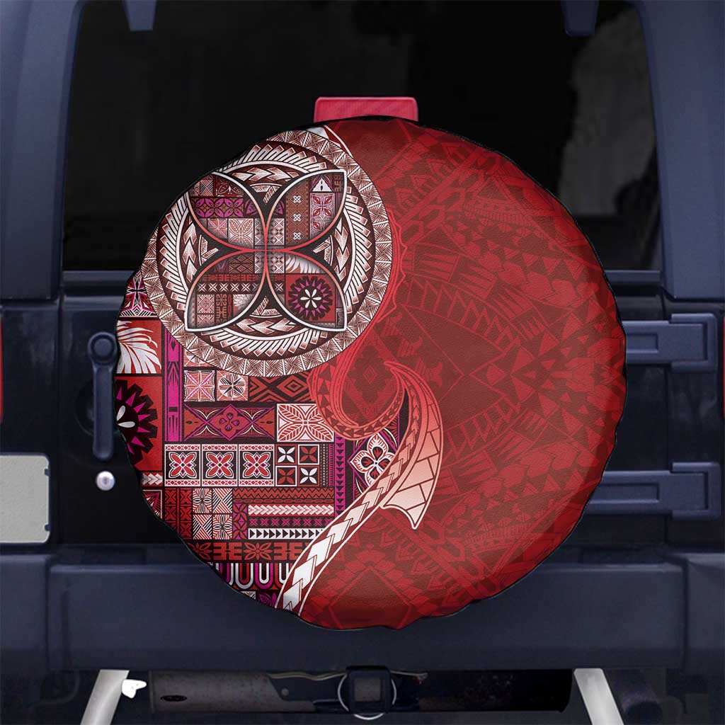 Samoan Siapo Art Tattoo Polynesian Pattern Spare Tire Cover Red Color LT03 No hole Red - Polynesian Pride
