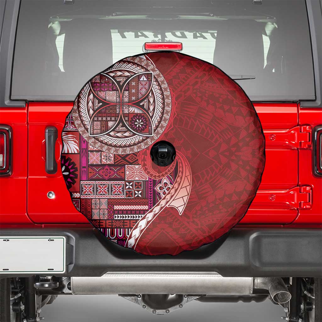 Samoan Siapo Art Tattoo Polynesian Pattern Spare Tire Cover Red Color LT03 - Polynesian Pride