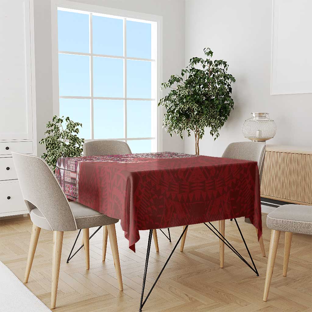 Samoan Siapo Art Tattoo Polynesian Pattern Tablecloth Red Color - Polynesian Pride