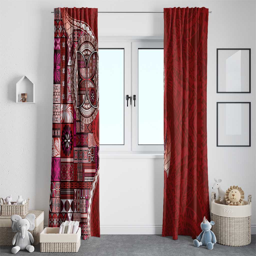 Samoan Siapo Art Tattoo Polynesian Pattern Window Curtain Red Color - Polynesian Pride