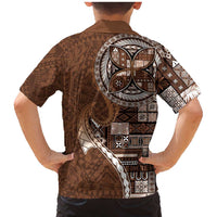 Samoan Siapo Art Tattoo Polynesian Pattern Family Matching Mermaid Dress and Hawaiian Shirt Brown Color LT03 - Polynesian Pride