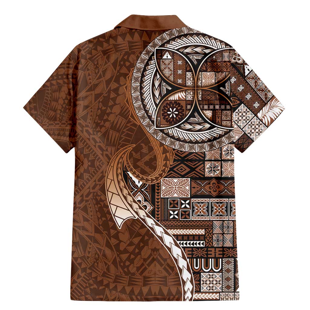 Samoan Siapo Art Tattoo Polynesian Pattern Family Matching Mermaid Dress and Hawaiian Shirt Brown Color LT03 - Polynesian Pride
