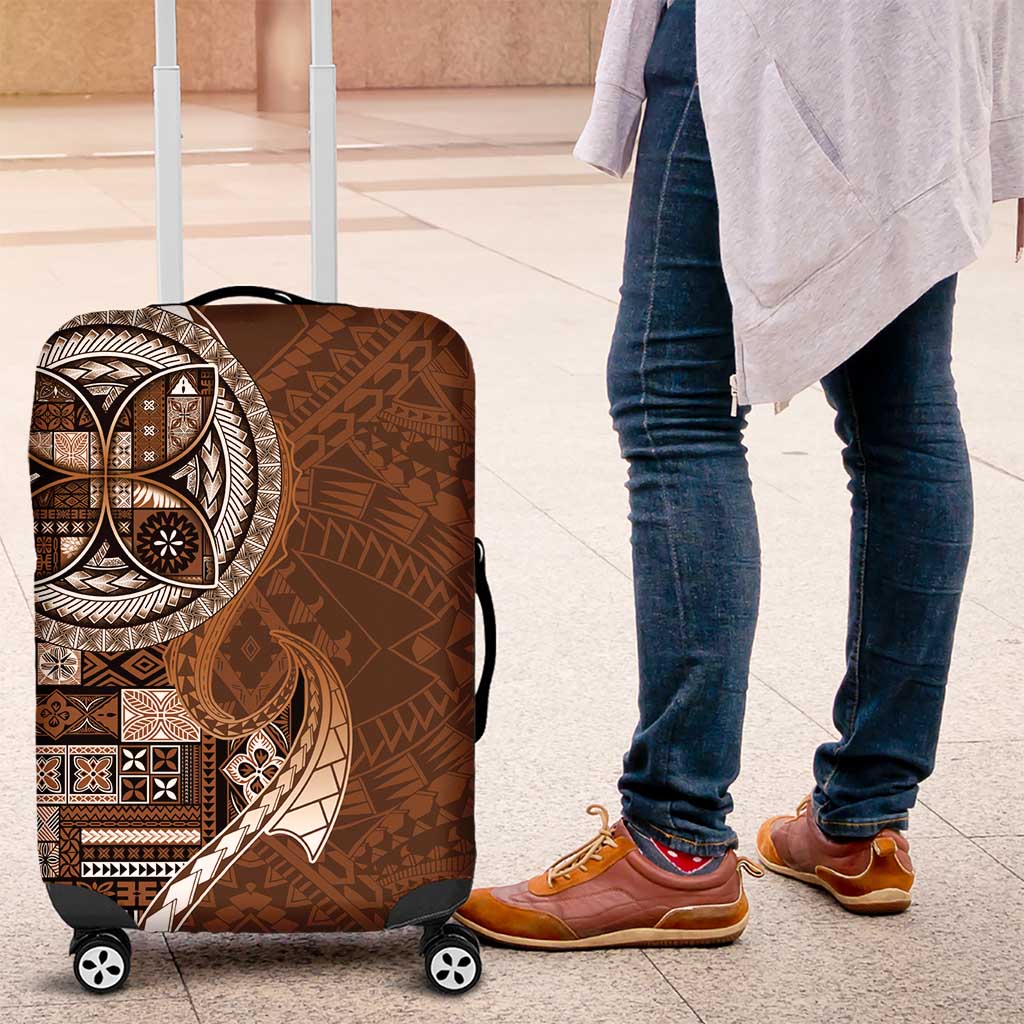 Samoan Siapo Art Tattoo Polynesian Pattern Luggage Cover Brown Color - Polynesian Pride